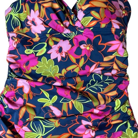 Seekers Australia Fuchsia Blooms Bella Tropical Print One Piece Swimsuit Size 10 - Picture 7 of 13